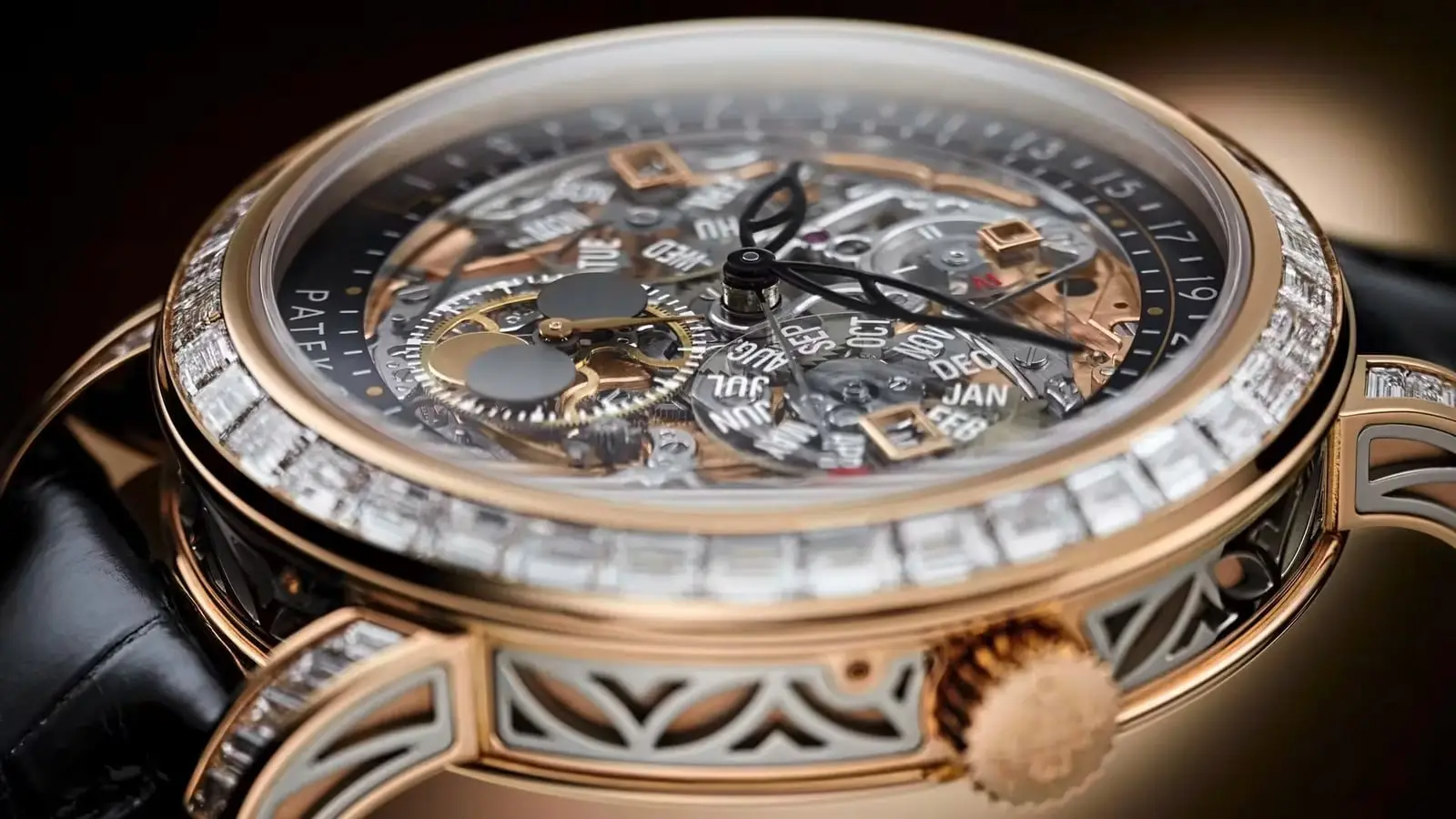 Watch caseback and movement detail