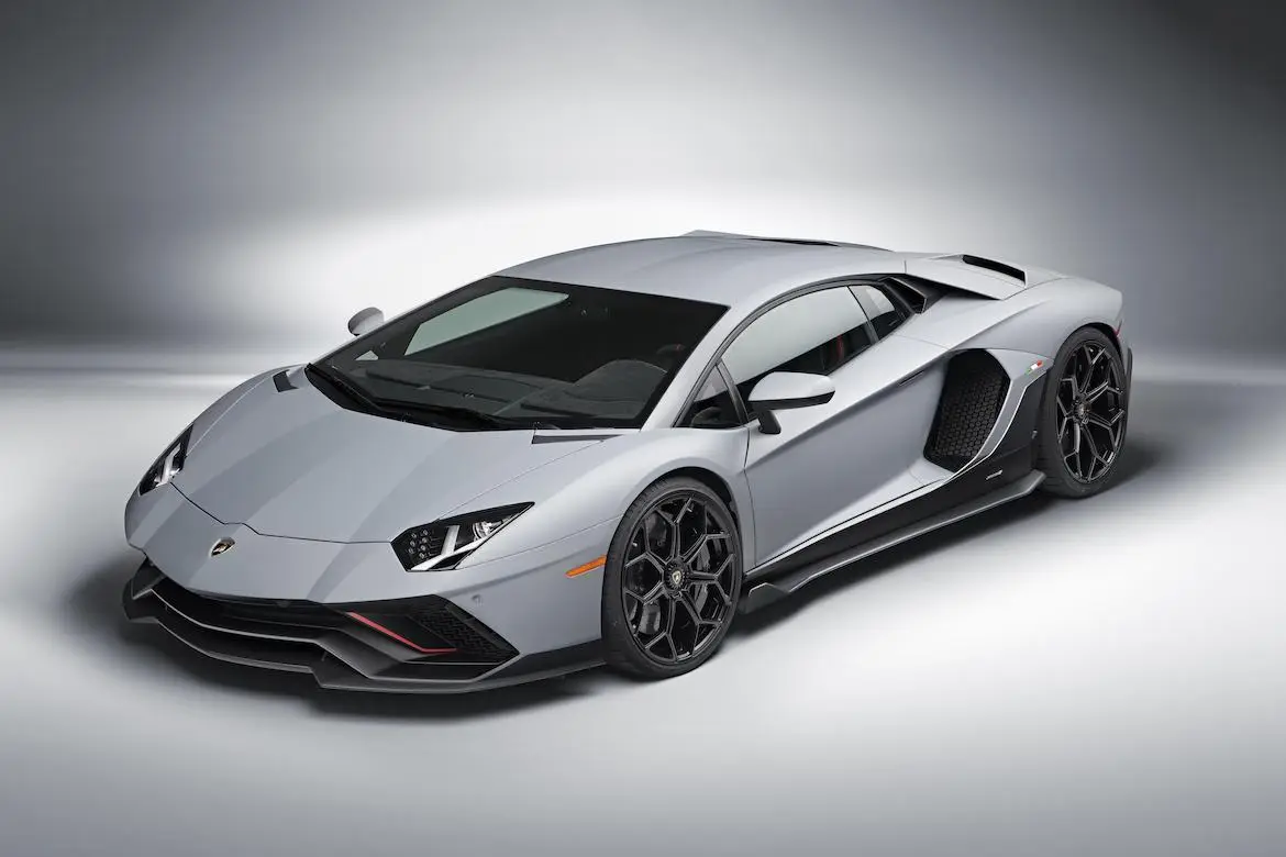 Grey Lamborghini Aventador Ultimae studio shot
