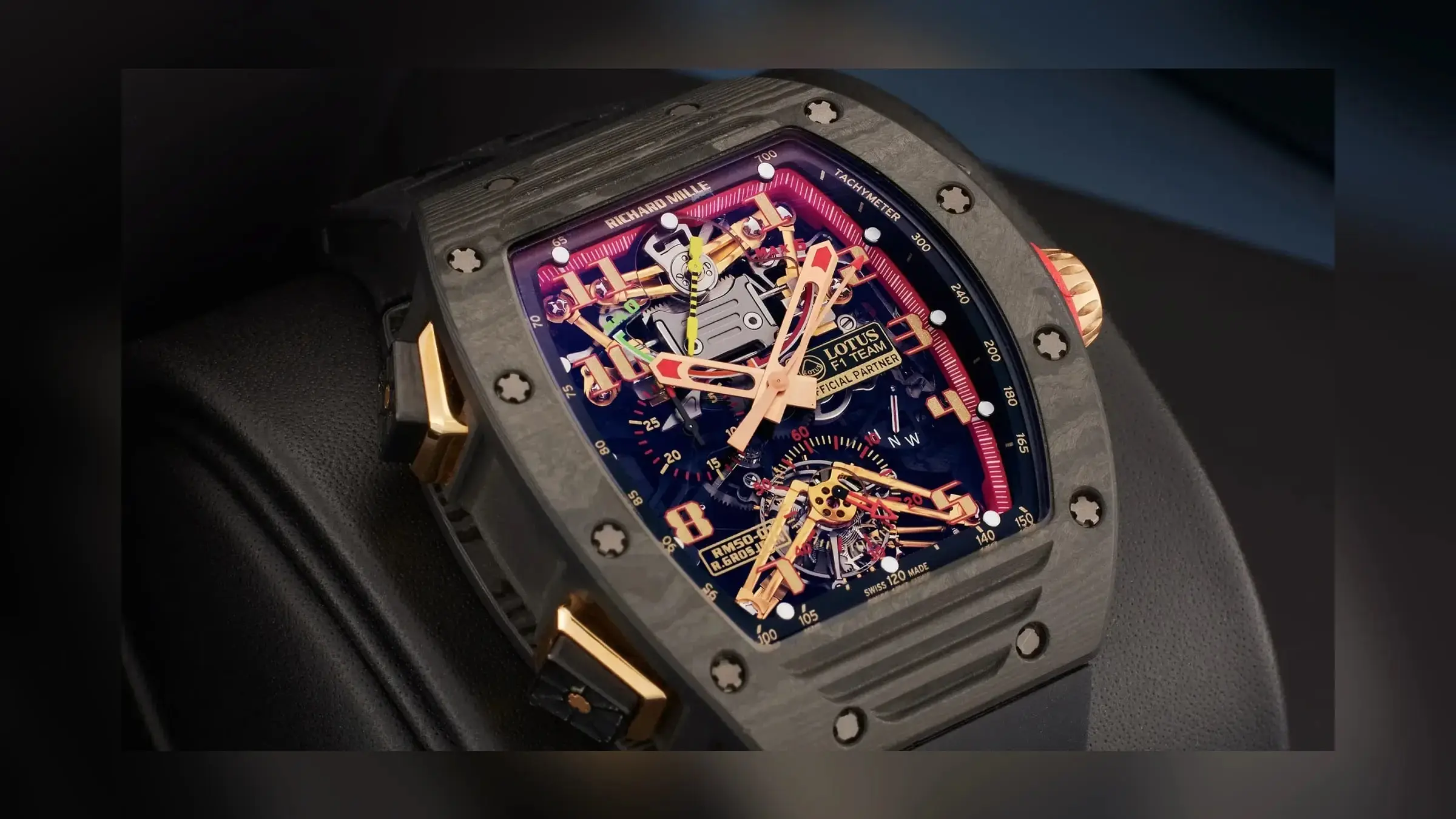 A carbon-cased Richard Mille skeletonised tourbillon chronograph