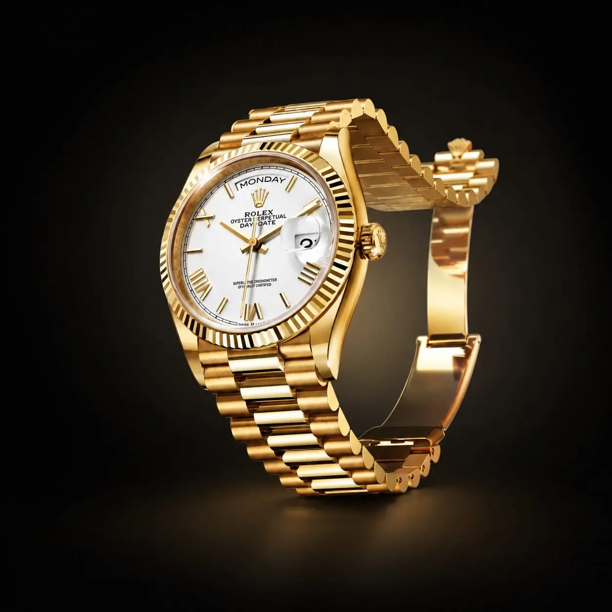 A Rolex watch reviewed by a specialist against paperwork